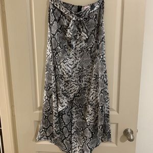 Grey Snakeskin Print Midi Skirt